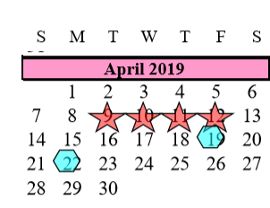 District School Academic Calendar for Alvin Pri for April 2019