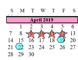 District School Academic Calendar for Brazoria Co J J A E P for April 2019