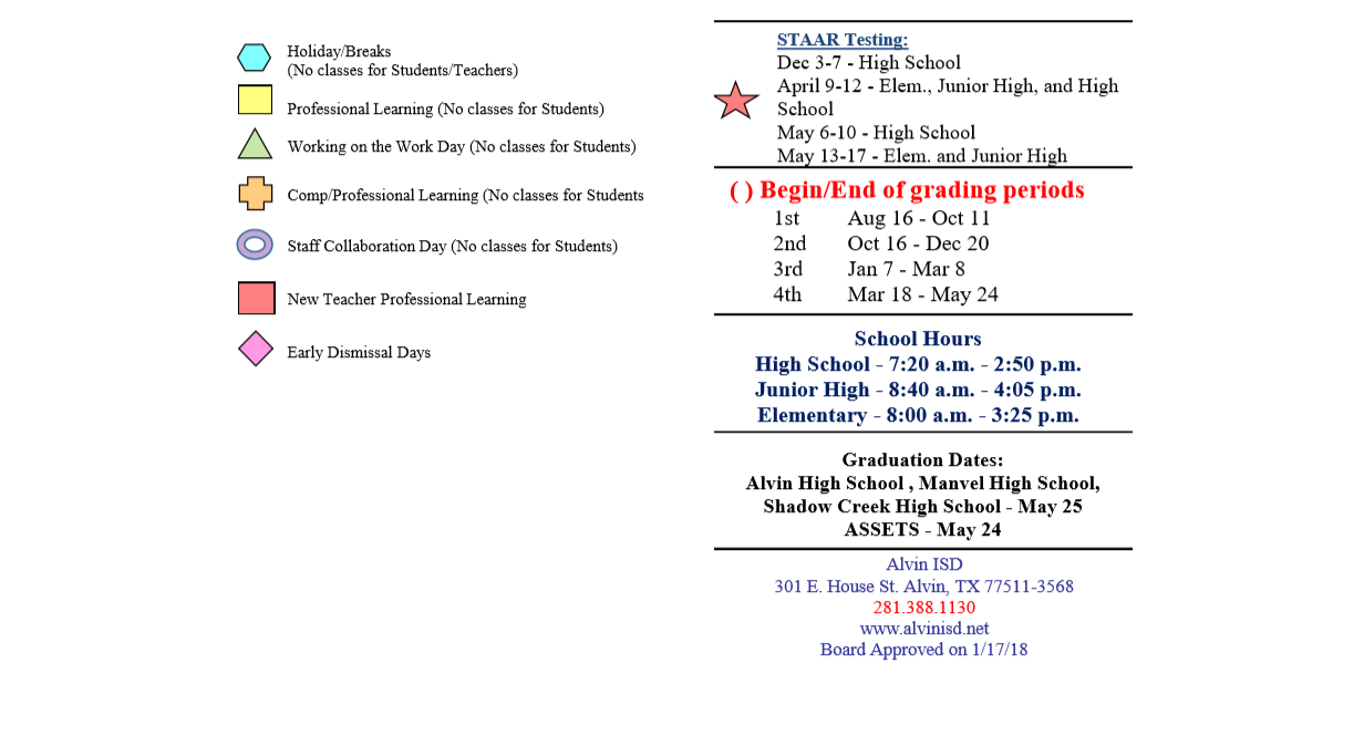 District School Academic Calendar Key for E C Mason Elementary