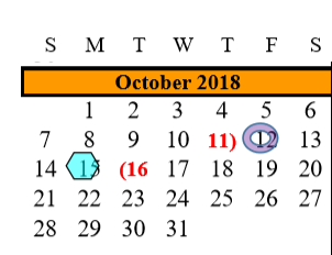 District School Academic Calendar for E C Mason Elementary for October 2018