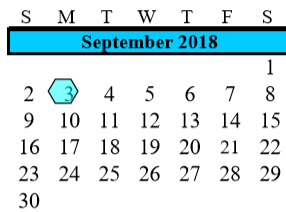 District School Academic Calendar for Brazoria Co J J A E P for September 2018