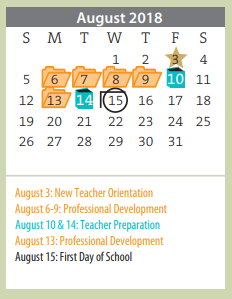 District School Academic Calendar for Houston Middle for August 2018