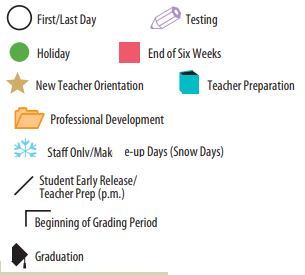 District School Academic Calendar Legend for Sunrise Elementary