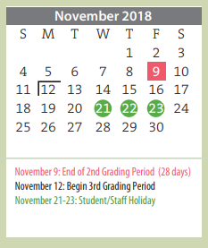 District School Academic Calendar for Lawndale Elementary for November 2018