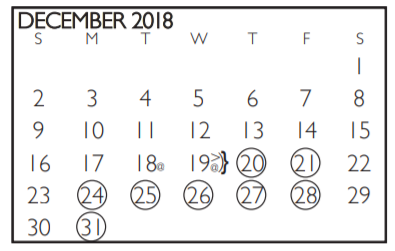 District School Academic Calendar for Crouch Elementary School for December 2018