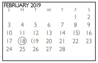 District School Academic Calendar for Crouch Elementary School for February 2019