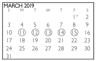 District School Academic Calendar for Venture Alter High School for March 2019