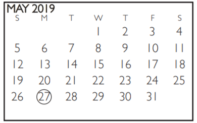 District School Academic Calendar for Speer Elementary for May 2019