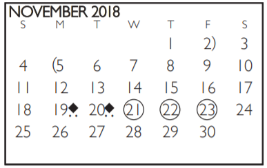 District School Academic Calendar for Anderson Elementary for November 2018