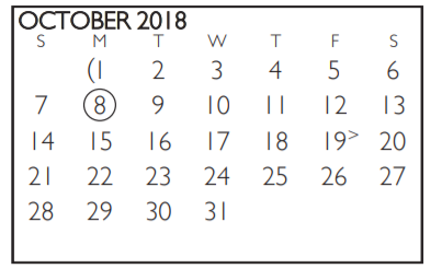 District School Academic Calendar for J M Farrell Elementary School for October 2018