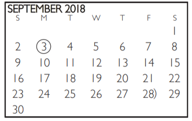 District School Academic Calendar for Gunn Junior High for September 2018