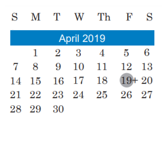 District School Academic Calendar for Covington Middle School for April 2019