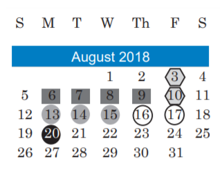 District School Academic Calendar for Pearce M S for August 2018