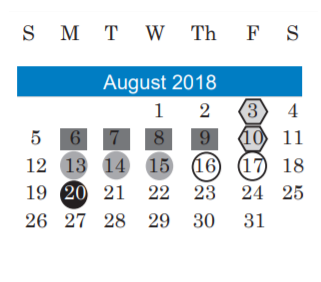 District School Academic Calendar for Alternative Learning Center for August 2018