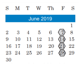 District School Academic Calendar for Read Pre-k Demonstration Sch for June 2019