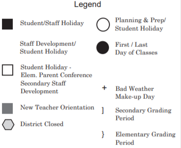 District School Academic Calendar Legend for Alternative Learning Center