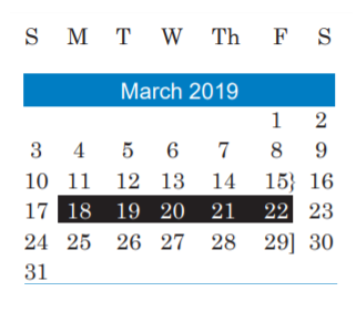 District School Academic Calendar for Alternative Learning Center for March 2019