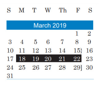 District School Academic Calendar for Southwest Middle School for March 2019