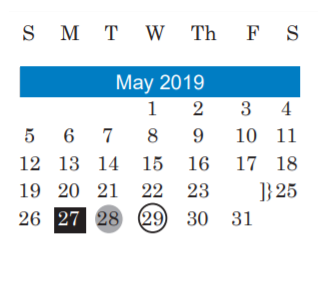 District School Academic Calendar for Small Middle School for May 2019