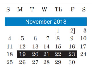 District School Academic Calendar for Crockett High School for November 2018