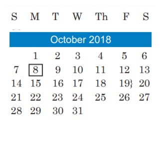 District School Academic Calendar for Garza Independence H S for October 2018