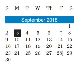 District School Academic Calendar for Alternative Learning Center for September 2018