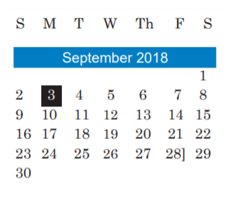 District School Academic Calendar for Southwest Middle School for September 2018