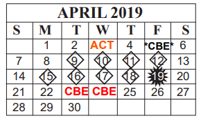 District School Academic Calendar for Guess Elementary School for April 2019