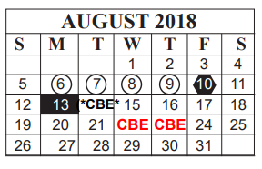 District School Academic Calendar for Charlton-Pollard Elementary for August 2018