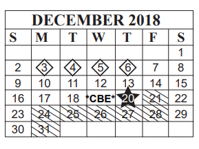 District School Academic Calendar for South Park Middle for December 2018