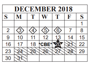 District School Academic Calendar for Paul A Brown Alternative Center for December 2018