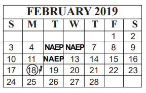District School Academic Calendar for Guess Elementary School for February 2019