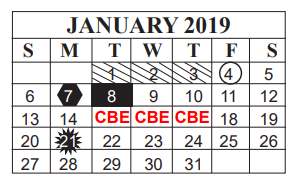 District School Academic Calendar for Charlton-Pollard Elementary for January 2019