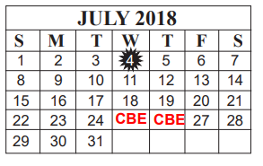 District School Academic Calendar for Curtis Elementary for July 2018