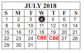 District School Academic Calendar for Vincent Middle School for July 2018