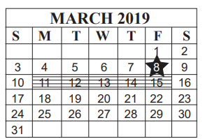 District School Academic Calendar for Jones Clark Elementary School for March 2019