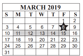 District School Academic Calendar for Paul A Brown Alternative Center for March 2019