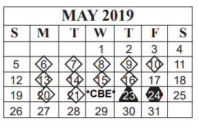 District School Academic Calendar for Vincent Middle School for May 2019