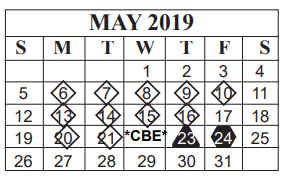 District School Academic Calendar for Bingman Head Start for May 2019