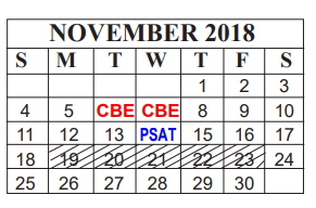 District School Academic Calendar for Jefferson Co Youth Acad for November 2018