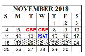 District School Academic Calendar for Bingman Head Start for November 2018