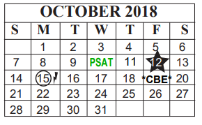 District School Academic Calendar for West Brook Sr High School for October 2018