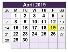 District School Academic Calendar for Richland Elementary for April 2019