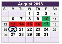 District School Academic Calendar for Richland Elementary for August 2018