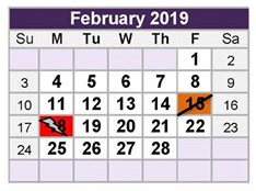 District School Academic Calendar for David E Smith Elementary for February 2019