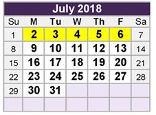 District School Academic Calendar for Academy At Carrie F Thomas for July 2018