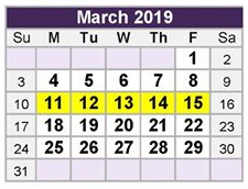 District School Academic Calendar for North Ridge Middle for March 2019
