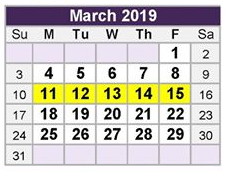 District School Academic Calendar for Haltom Middle for March 2019