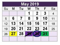 District School Academic Calendar for Jack C Binion Elementary for May 2019