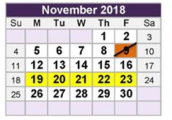 District School Academic Calendar for North Richland Middle for November 2018